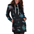 Palm Tree Summer Beach Pattern Print Pullover Hoodie Dress