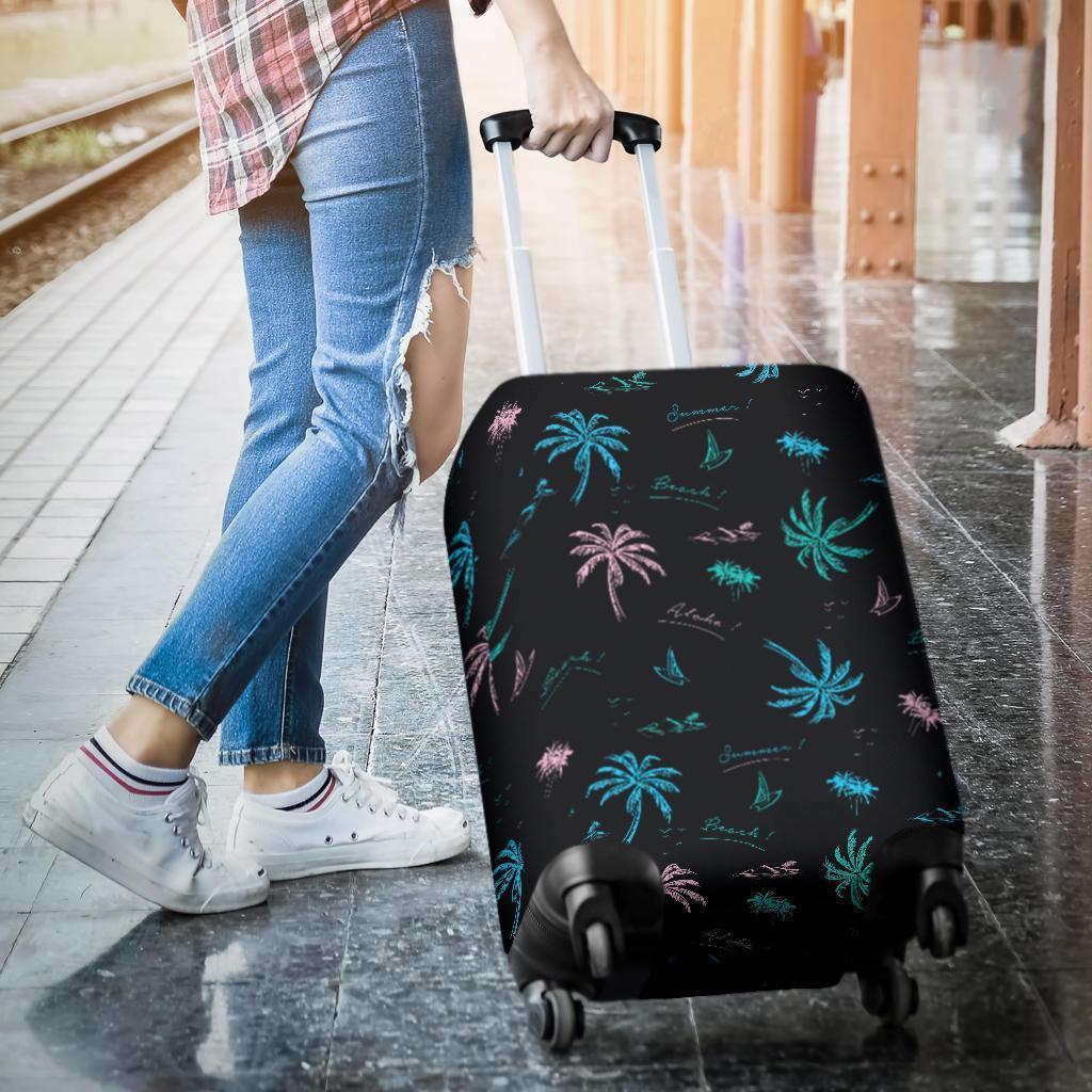 Palm Tree Summer Beach Pattern Print Luggage Cover GearFrost
