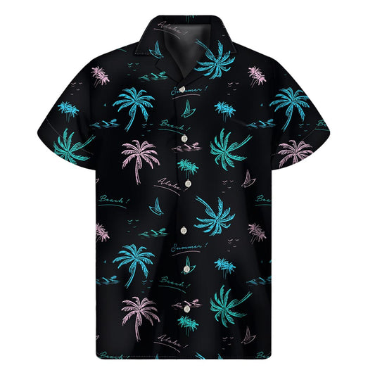 Palm Tree Summer Beach Pattern Print Men's Short Sleeve Shirt
