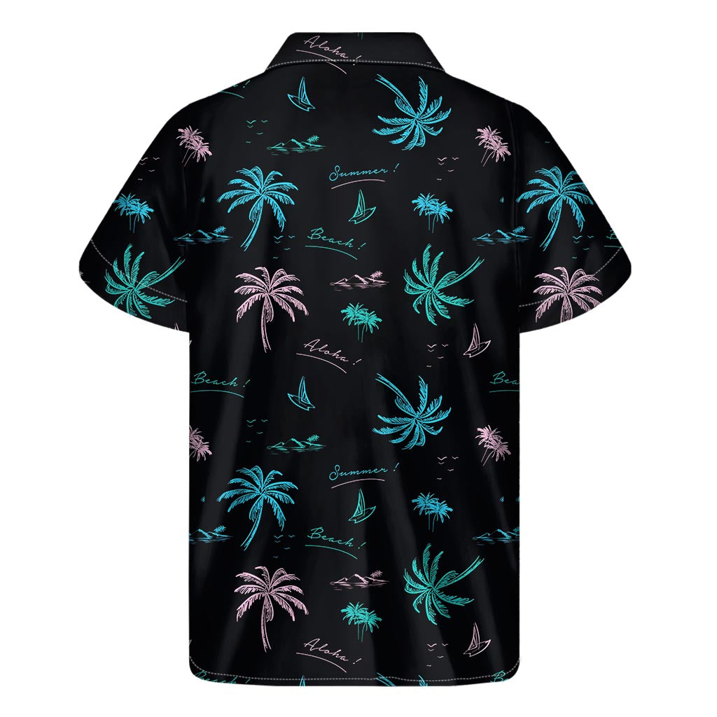 Palm Tree Summer Beach Pattern Print Men's Short Sleeve Shirt