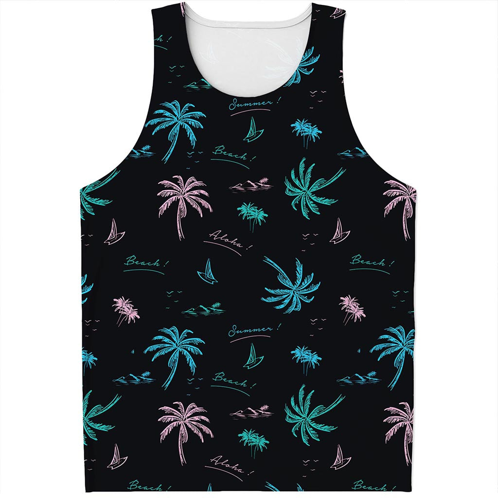 Palm Tree Summer Beach Pattern Print Men's Tank Top