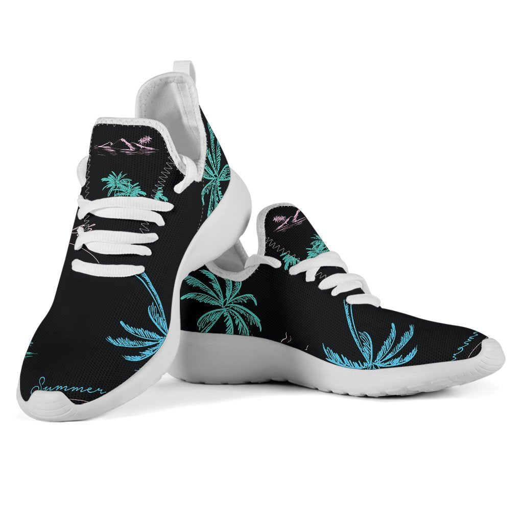 Palm Tree Summer Beach Pattern Print Mesh Knit Shoes GearFrost