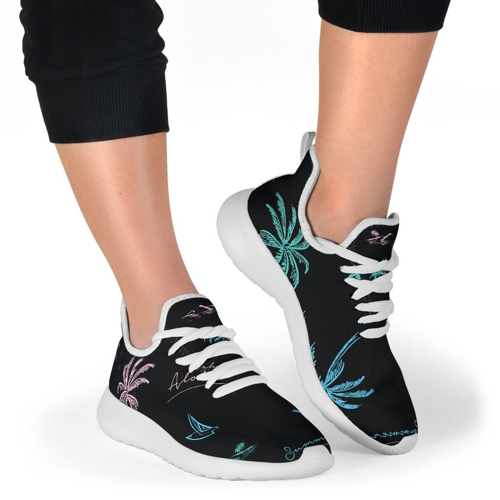 Palm Tree Summer Beach Pattern Print Mesh Knit Shoes GearFrost