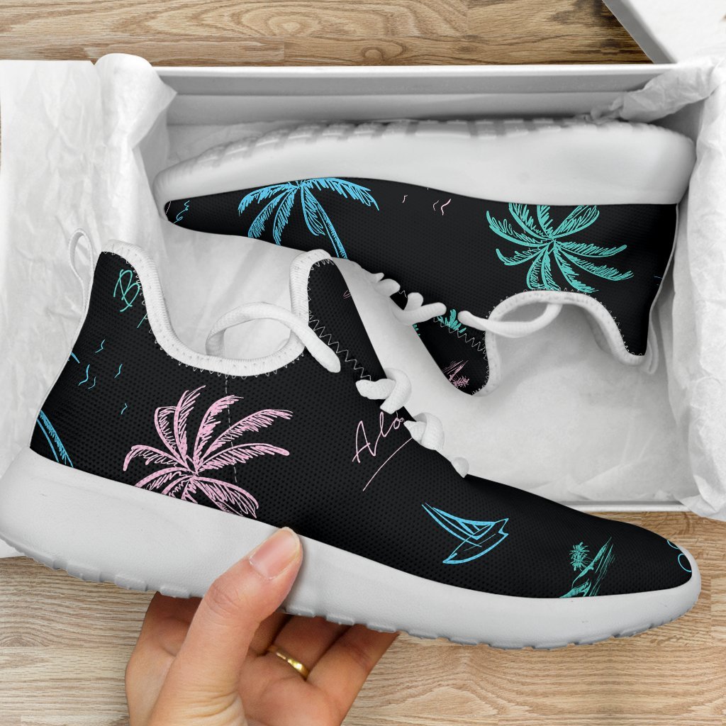 Palm Tree Summer Beach Pattern Print Mesh Knit Shoes GearFrost