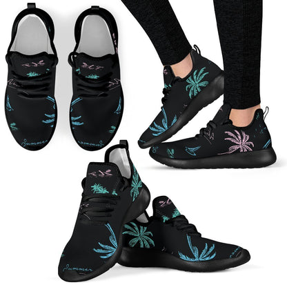 Palm Tree Summer Beach Pattern Print Mesh Knit Shoes GearFrost
