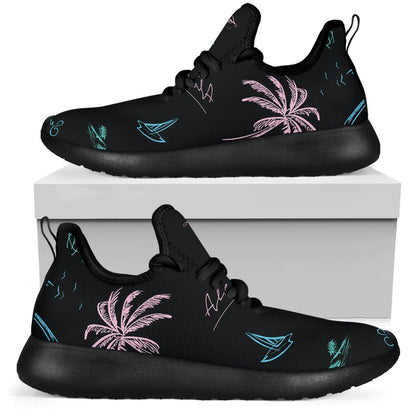 Palm Tree Summer Beach Pattern Print Mesh Knit Shoes GearFrost
