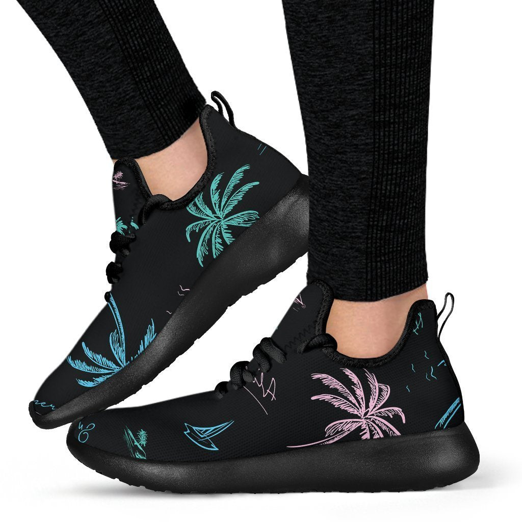 Palm Tree Summer Beach Pattern Print Mesh Knit Shoes GearFrost
