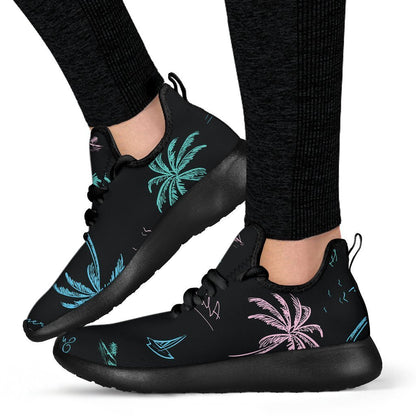 Palm Tree Summer Beach Pattern Print Mesh Knit Shoes GearFrost