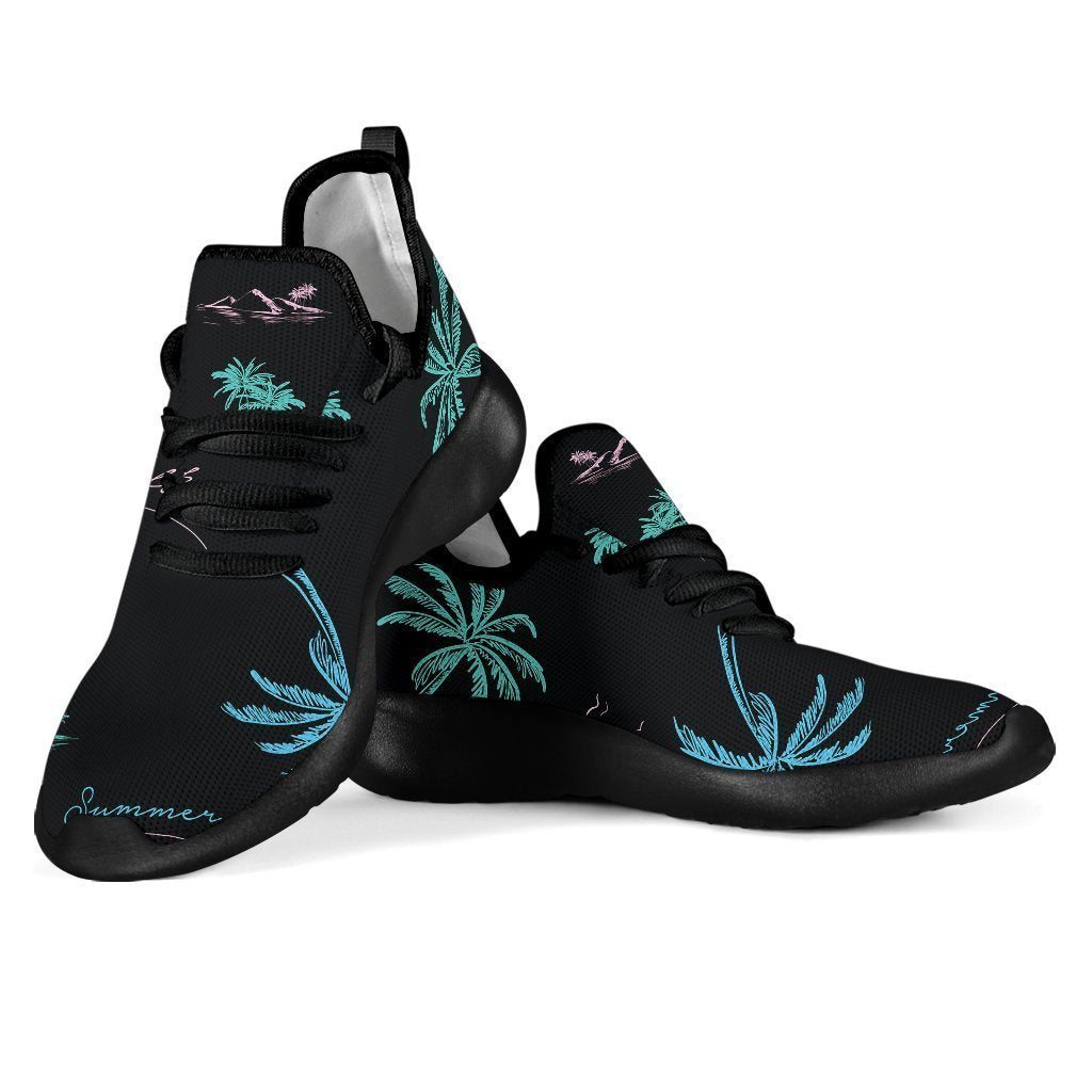 Palm Tree Summer Beach Pattern Print Mesh Knit Shoes GearFrost