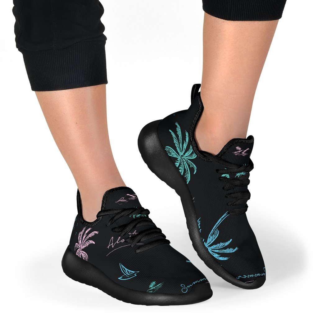 Palm Tree Summer Beach Pattern Print Mesh Knit Shoes GearFrost