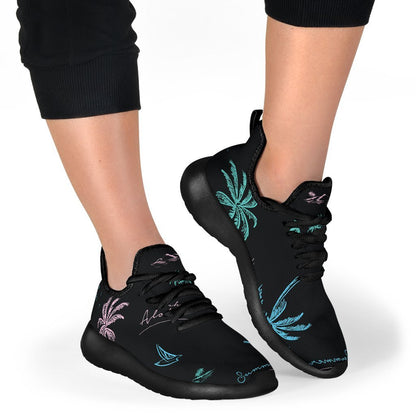 Palm Tree Summer Beach Pattern Print Mesh Knit Shoes GearFrost