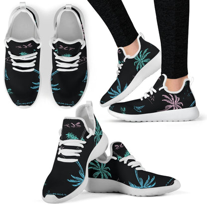 Palm Tree Summer Beach Pattern Print Mesh Knit Shoes GearFrost