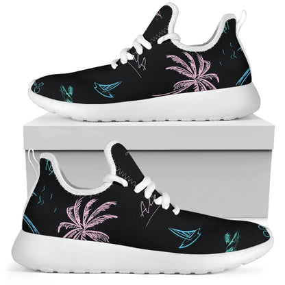 Palm Tree Summer Beach Pattern Print Mesh Knit Shoes GearFrost