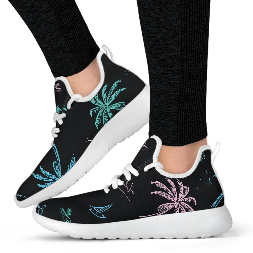 Palm Tree Summer Beach Pattern Print Mesh Knit Shoes GearFrost