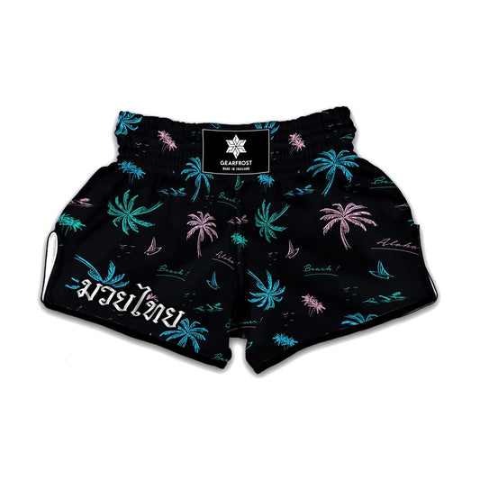 Palm Tree Summer Beach Pattern Print Muay Thai Boxing Shorts