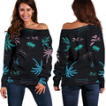 Palm Tree Summer Beach Pattern Print Off The Shoulder Sweatshirt