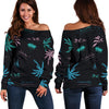 Palm Tree Summer Beach Pattern Print Off Shoulder Sweatshirt GearFrost