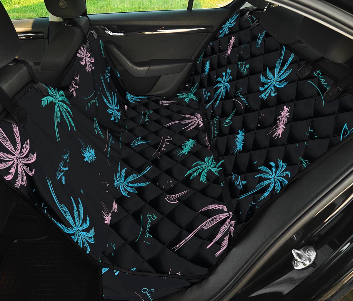 Palm Tree Summer Beach Pattern Print Pet Car Back Seat Cover