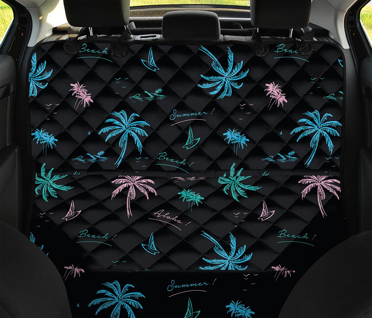 Palm Tree Summer Beach Pattern Print Pet Car Back Seat Cover
