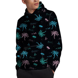 Palm Tree Summer Beach Pattern Print Pullover Hoodie