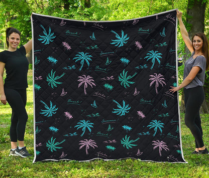 Palm Tree Summer Beach Pattern Print Quilt
