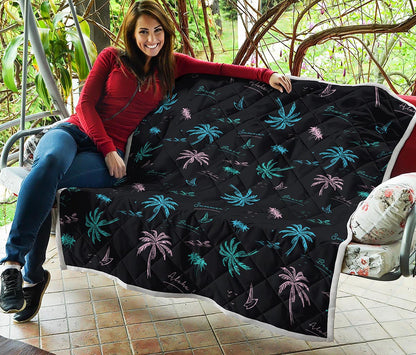 Palm Tree Summer Beach Pattern Print Quilt