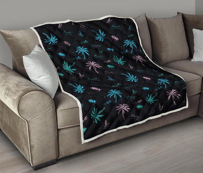 Palm Tree Summer Beach Pattern Print Quilt