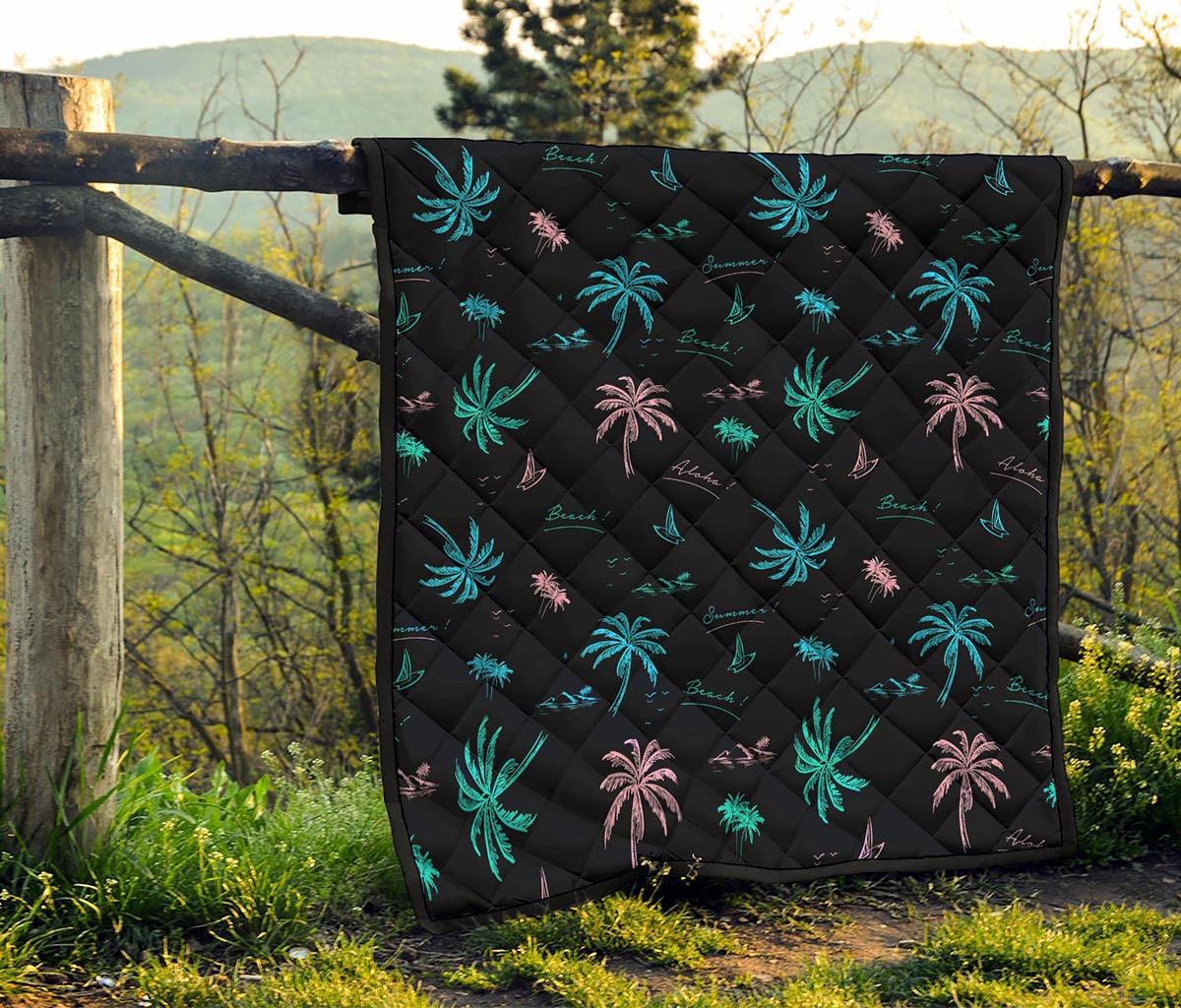 Palm Tree Summer Beach Pattern Print Quilt