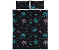 Palm Tree Summer Beach Pattern Print Quilt Bed Set