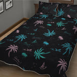 Palm Tree Summer Beach Pattern Print Quilt Bed Set
