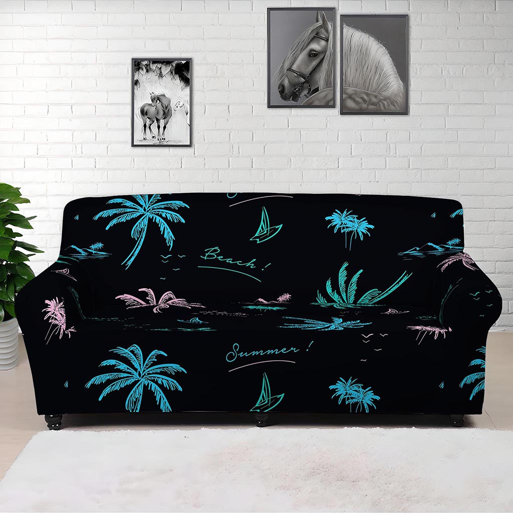 Palm Tree Summer Beach Pattern Print Sofa Cover