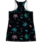 Palm Tree Summer Beach Pattern Print Women's Racerback Tank Top