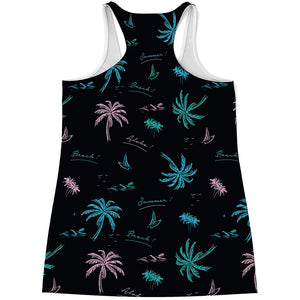 Palm Tree Summer Beach Pattern Print Women's Racerback Tank Top