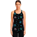 Palm Tree Summer Beach Pattern Print Women's Racerback Tank Top