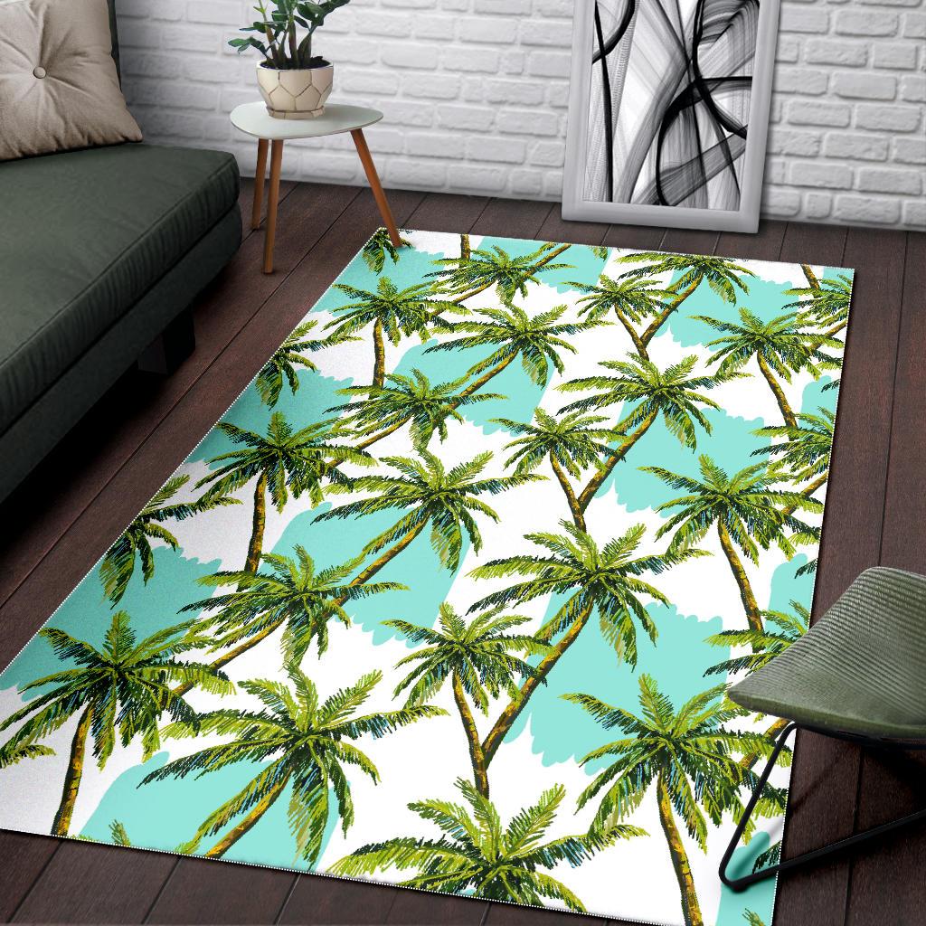 Palm Tree Tropical Pattern Print Area Rug GearFrost