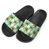 Palm Tree Tropical Pattern Print Black Slide Sandals