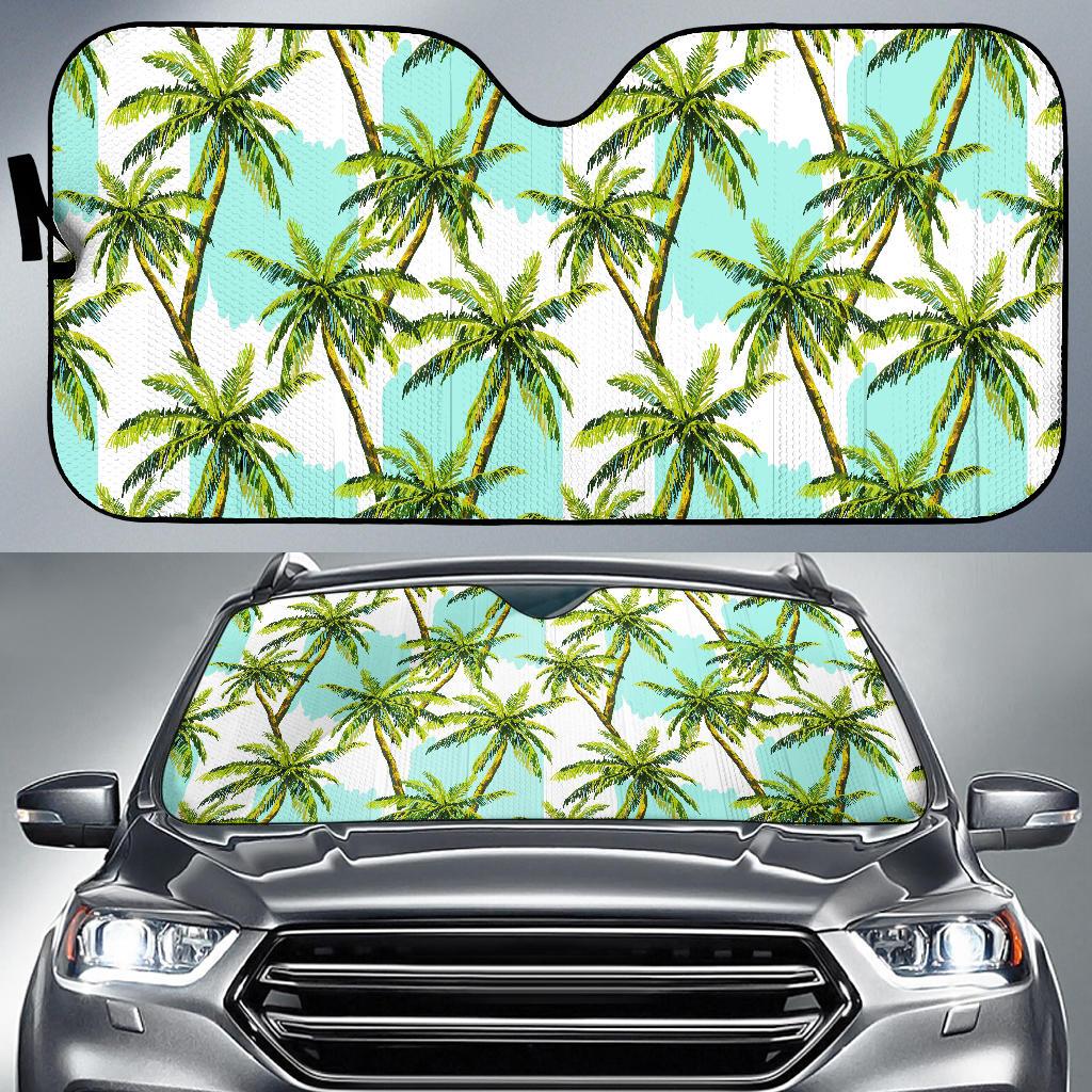 Palm Tree Tropical Pattern Print Car Sun Shade GearFrost