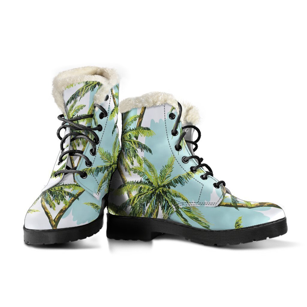 Palm Tree Tropical Pattern Print Comfy Boots GearFrost