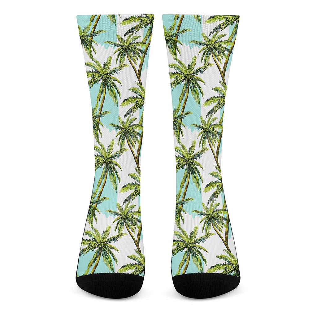 Palm Tree Tropical Pattern Print Crew Socks