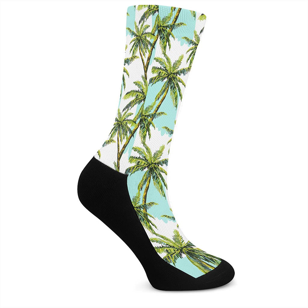 Palm Tree Tropical Pattern Print Crew Socks