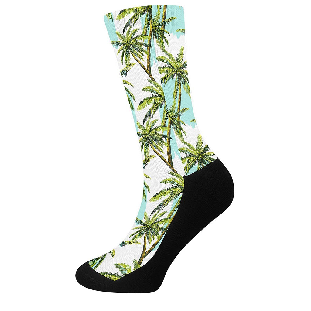 Palm Tree Tropical Pattern Print Crew Socks