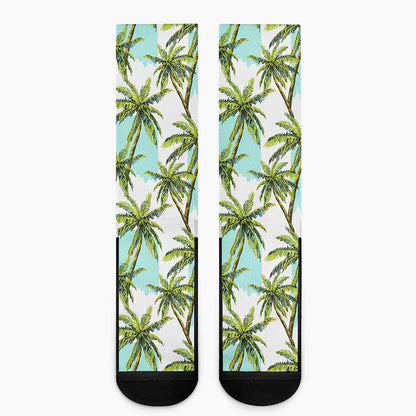Palm Tree Tropical Pattern Print Crew Socks