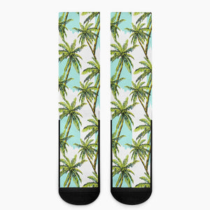 Palm Tree Tropical Pattern Print Crew Socks