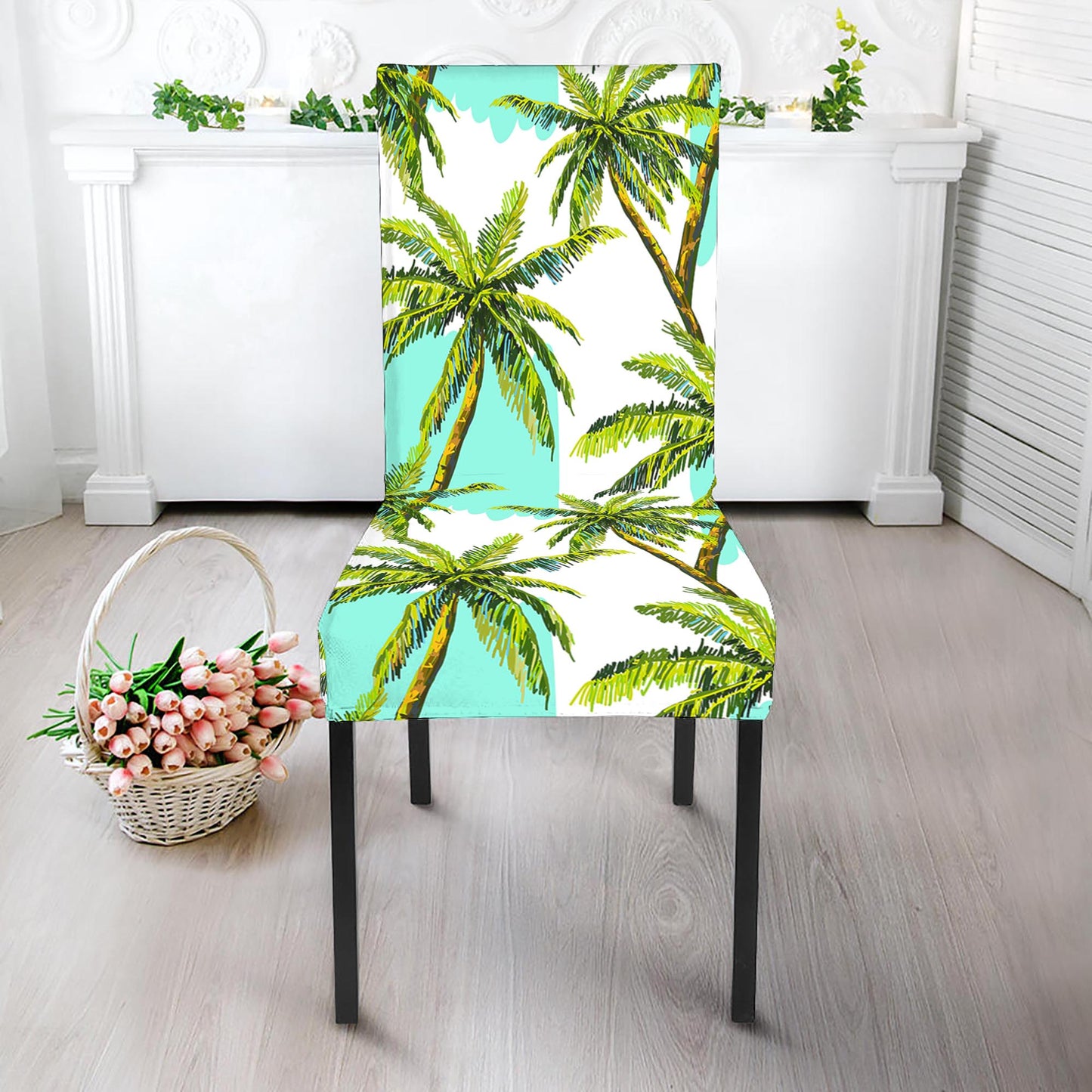 Palm Tree Tropical Pattern Print Dining Chair Slipcover