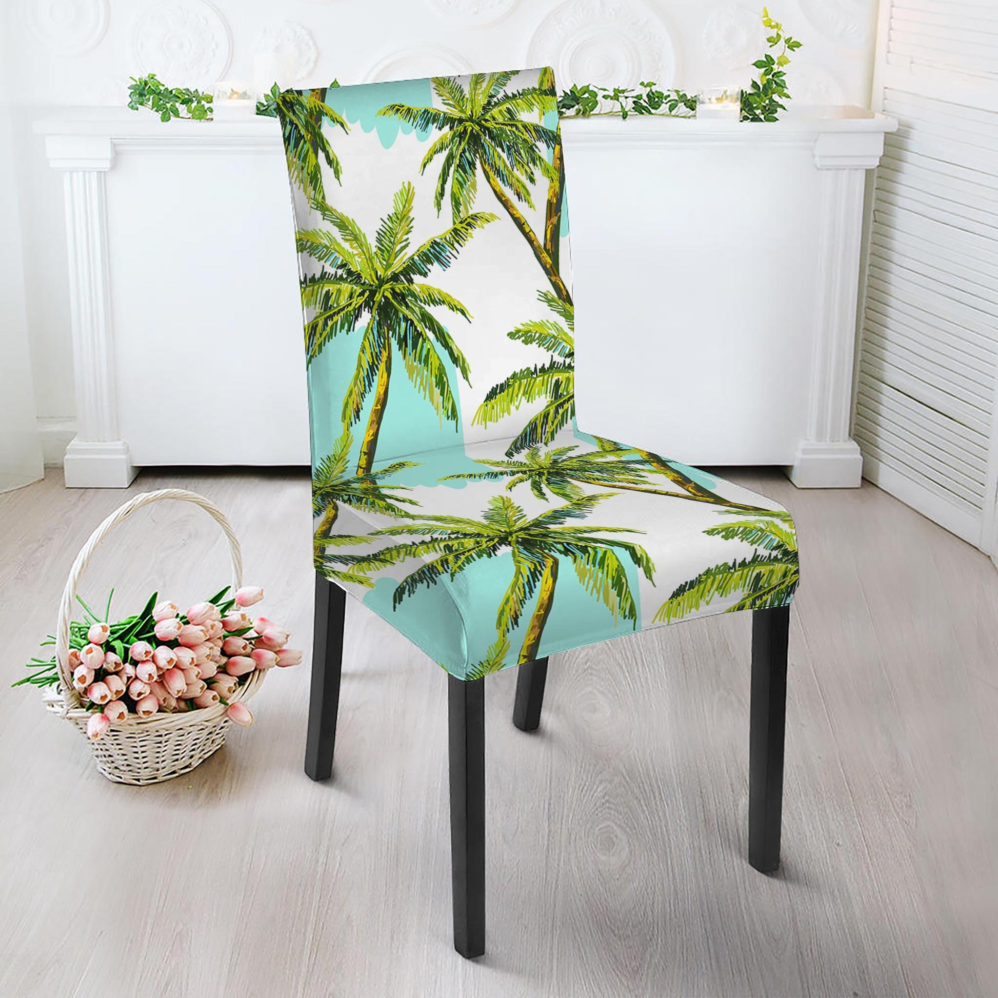 Palm Tree Tropical Pattern Print Dining Chair Slipcover
