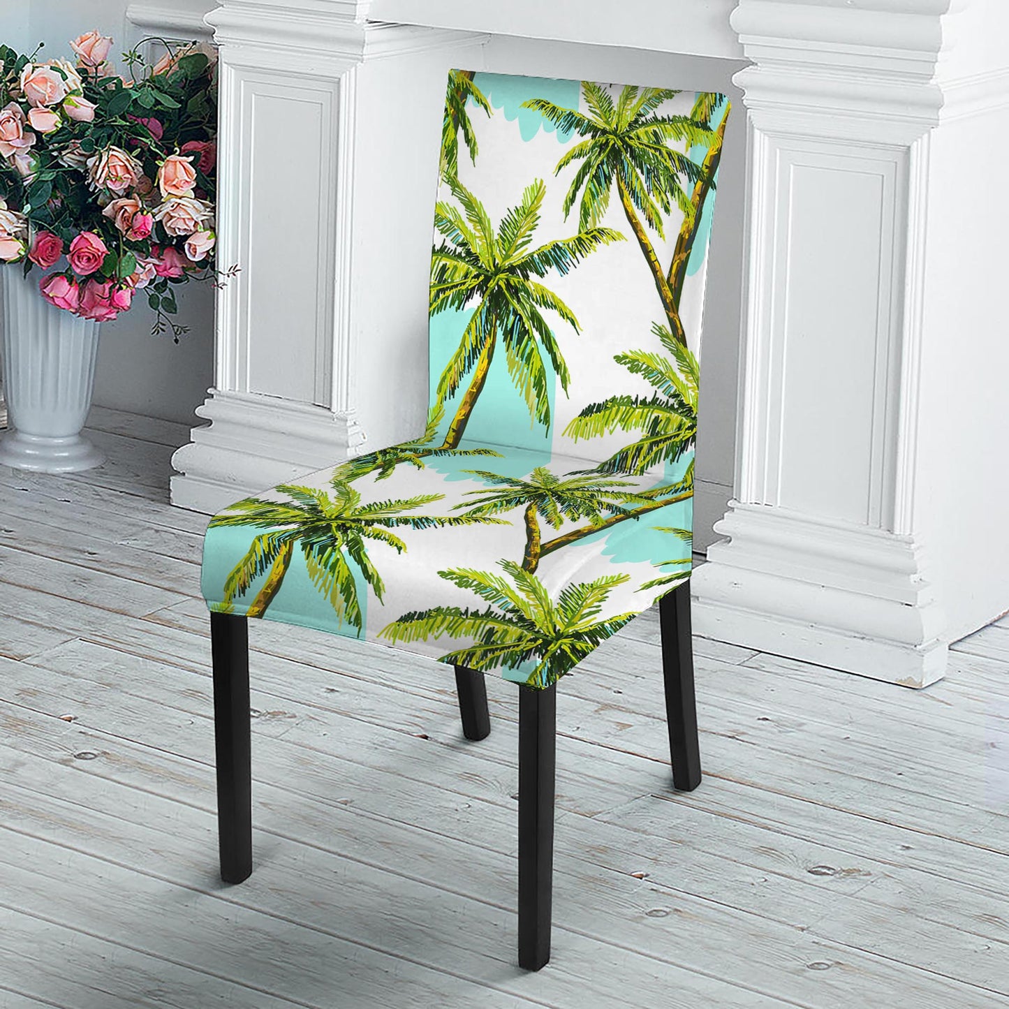 Palm Tree Tropical Pattern Print Dining Chair Slipcover