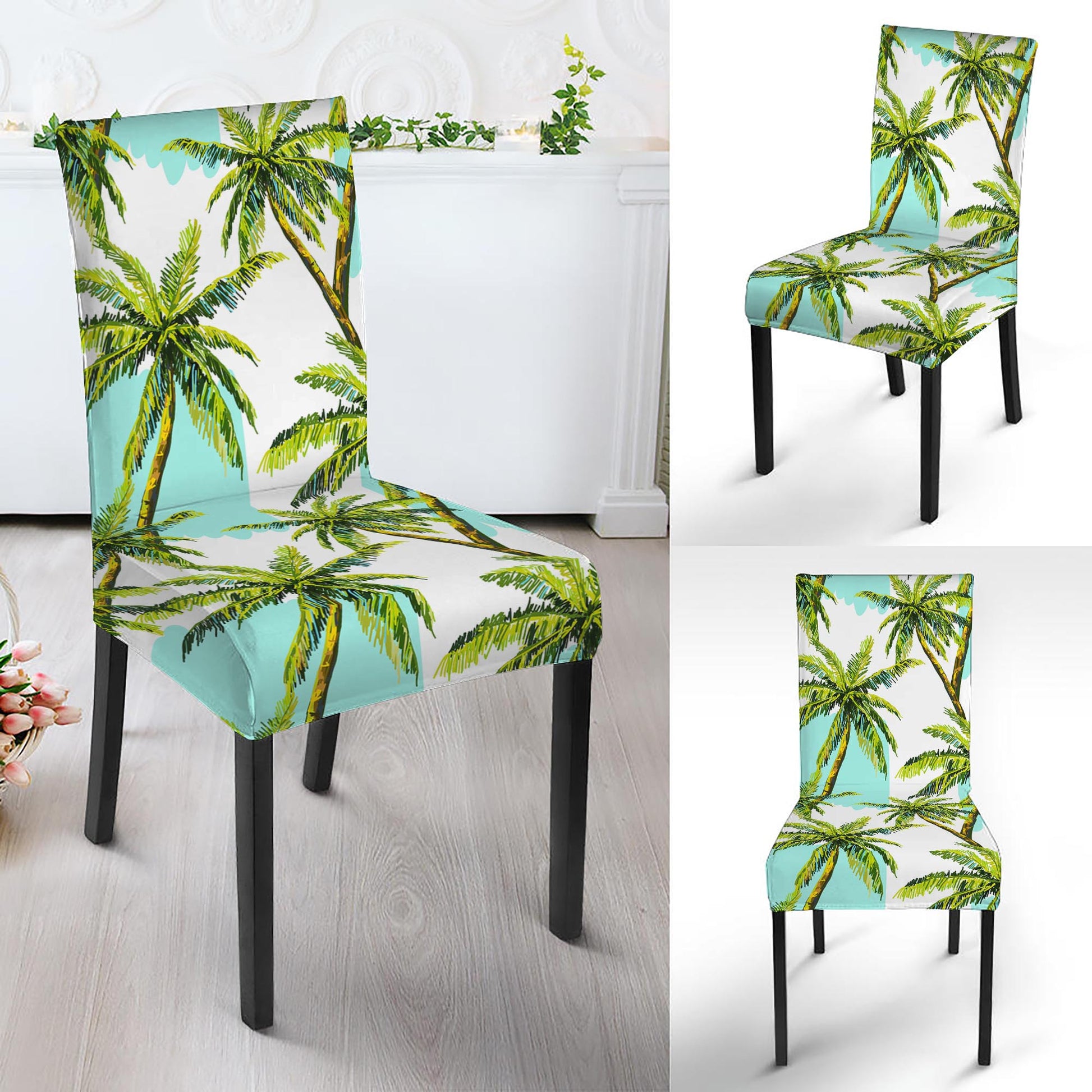 Palm Tree Tropical Pattern Print Dining Chair Slipcover