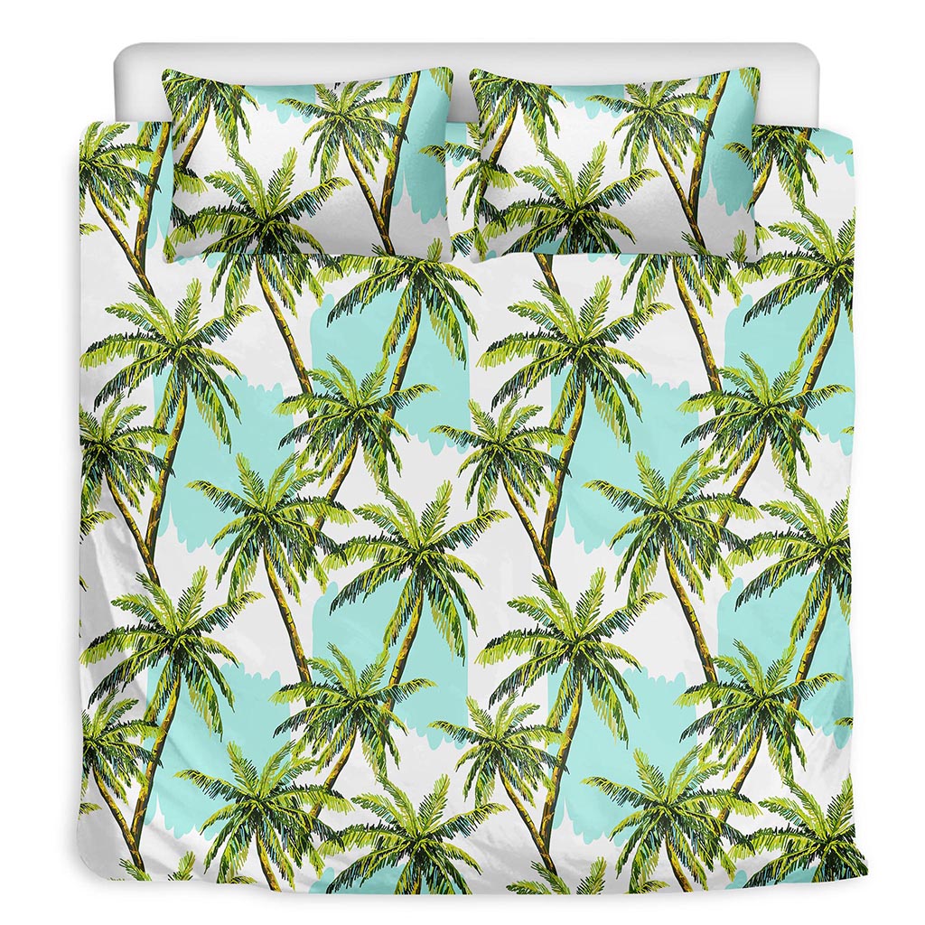 Palm Tree Tropical Pattern Print Duvet Cover Bedding Set