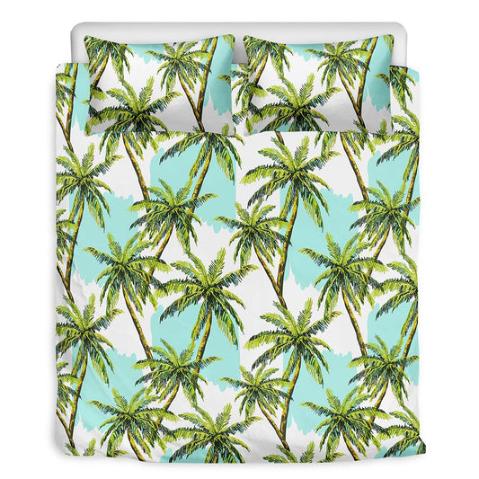 Palm Tree Tropical Pattern Print Duvet Cover Bedding Set