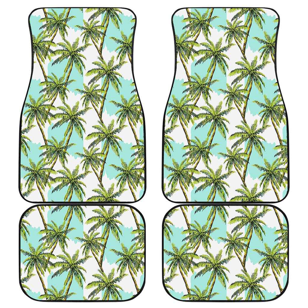 Palm Tree Tropical Pattern Print Front and Back Car Floor Mats